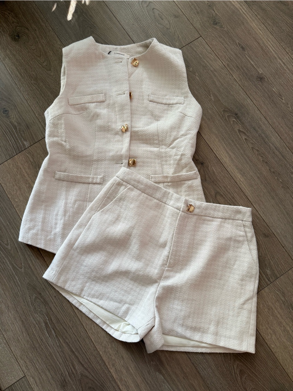 NWT Metal Button Tweed Vest & Shorts Set